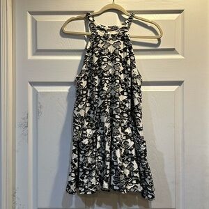 Free People Printed Halter Swing Dress Tunic S Pockets